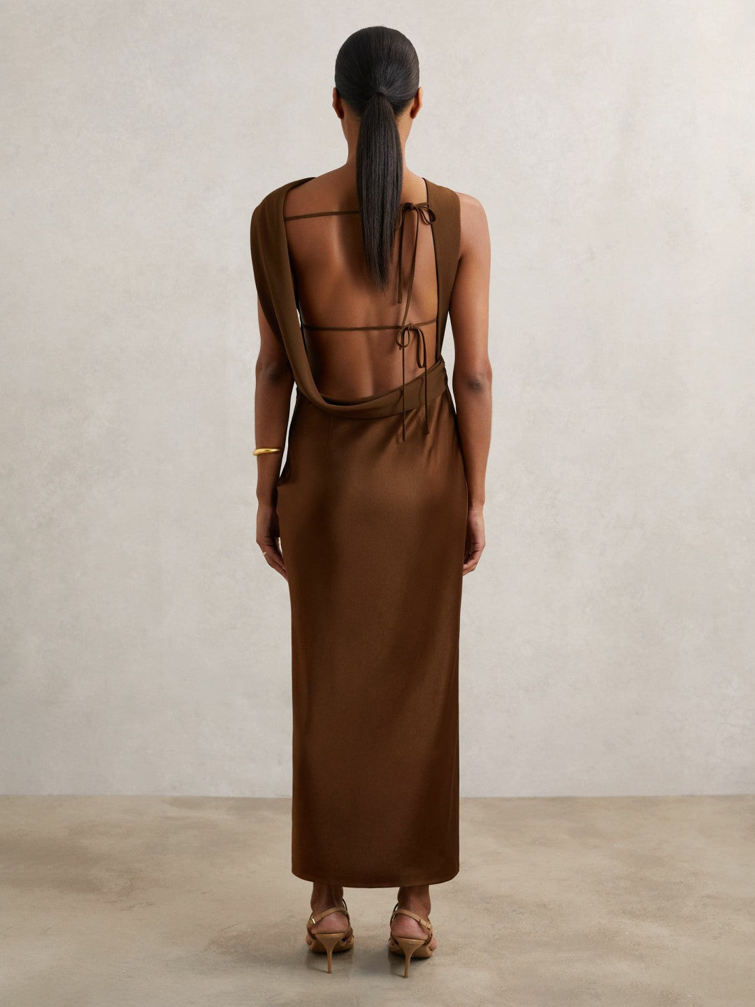 Petite Back Detail Midi Dress Bronze | Womens