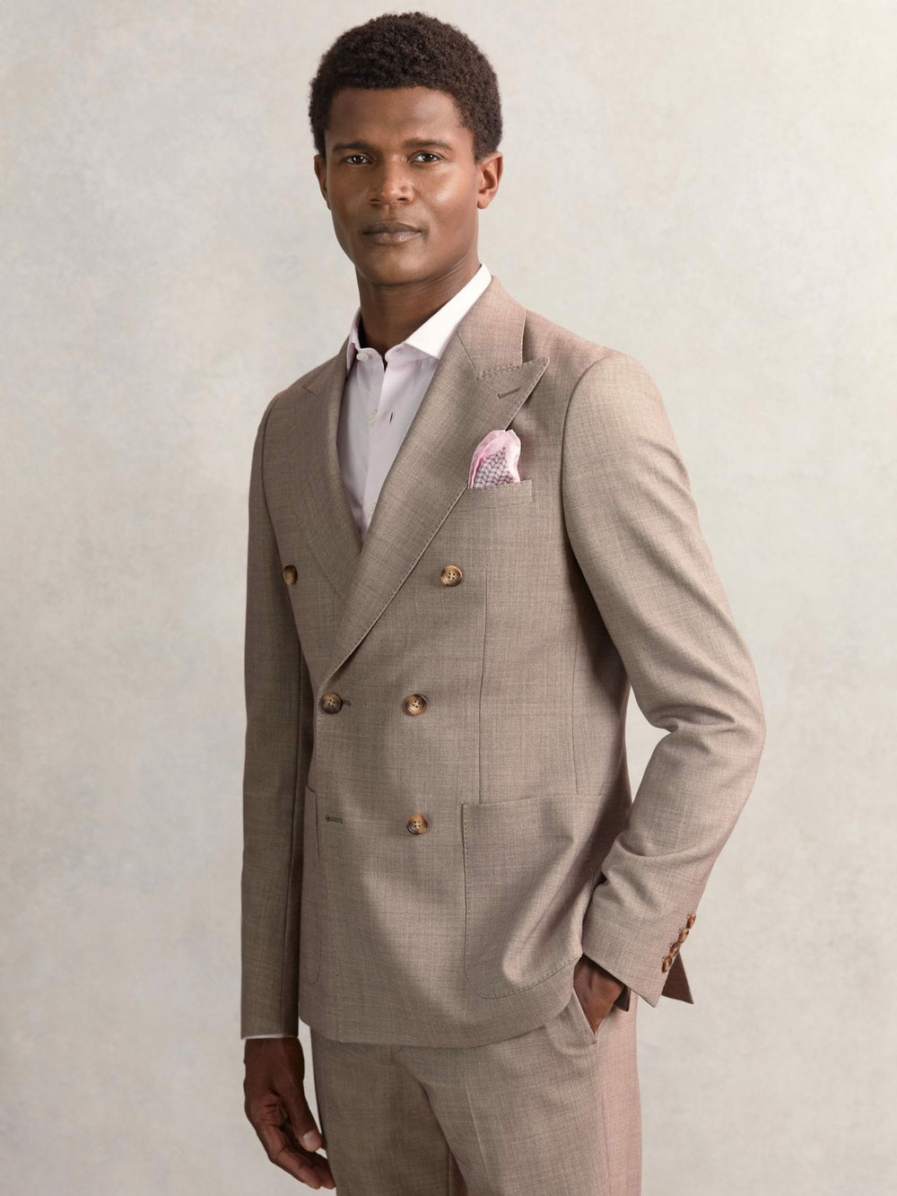Geo Chain Detail Pocket Square Soft Pink | Mens