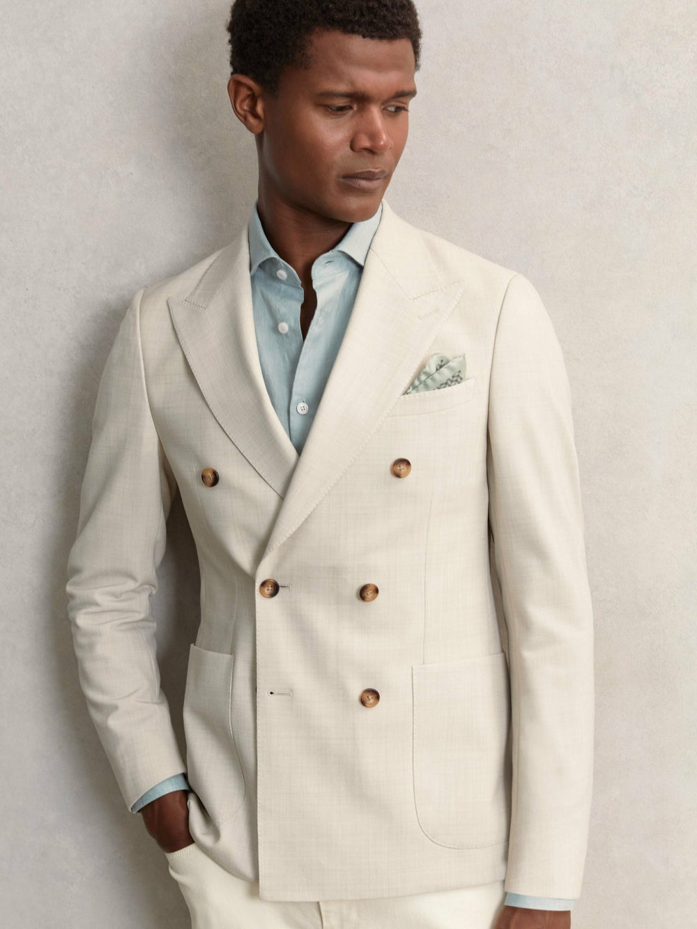 Geo Chain Detail Pocket Square Sage | Mens