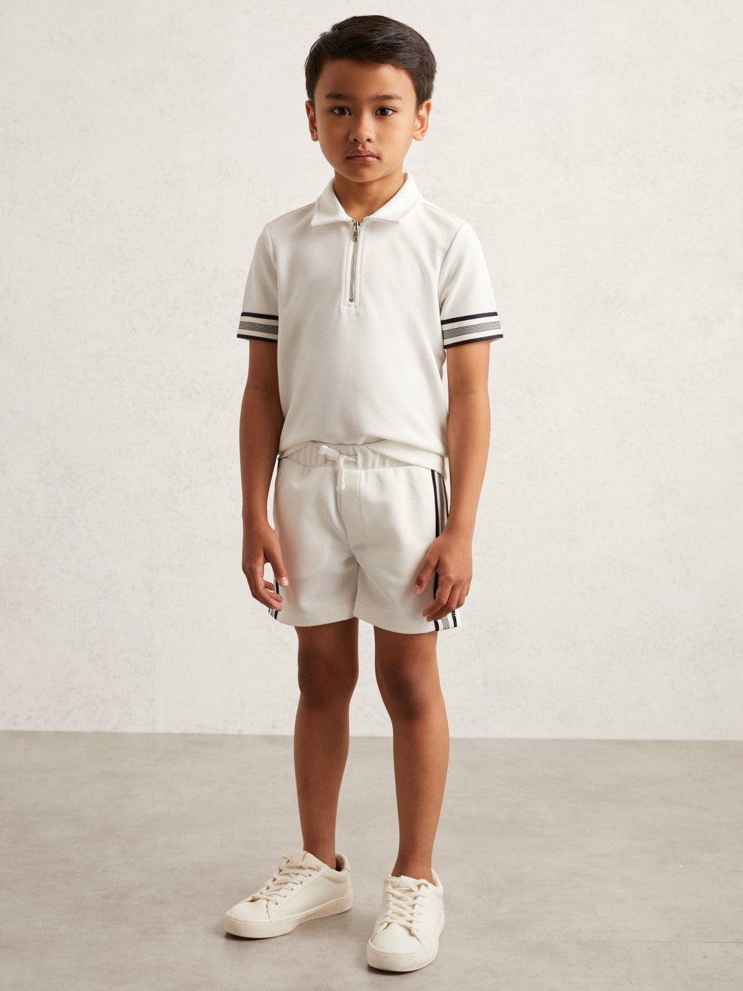13-14 yrs Side Stripe Textured Shorts White | Children