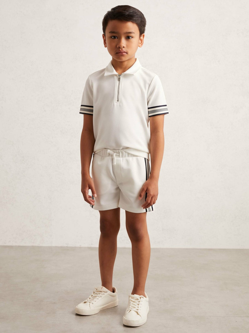 13-14 yrs Side Stripe Textured Shorts White | Children