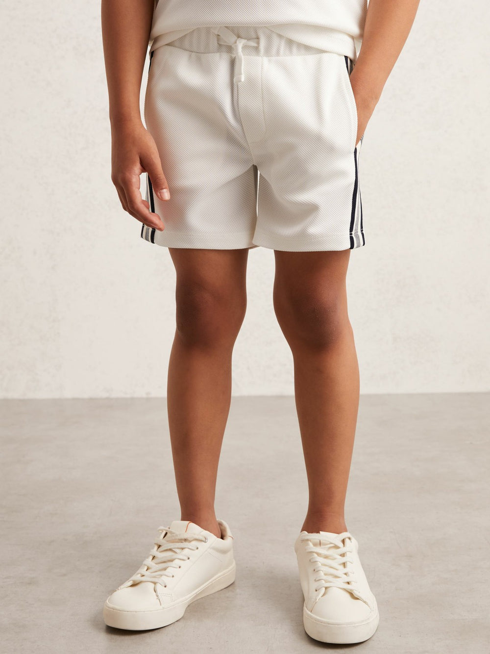 13-14 yrs Side Stripe Textured Shorts White | Children