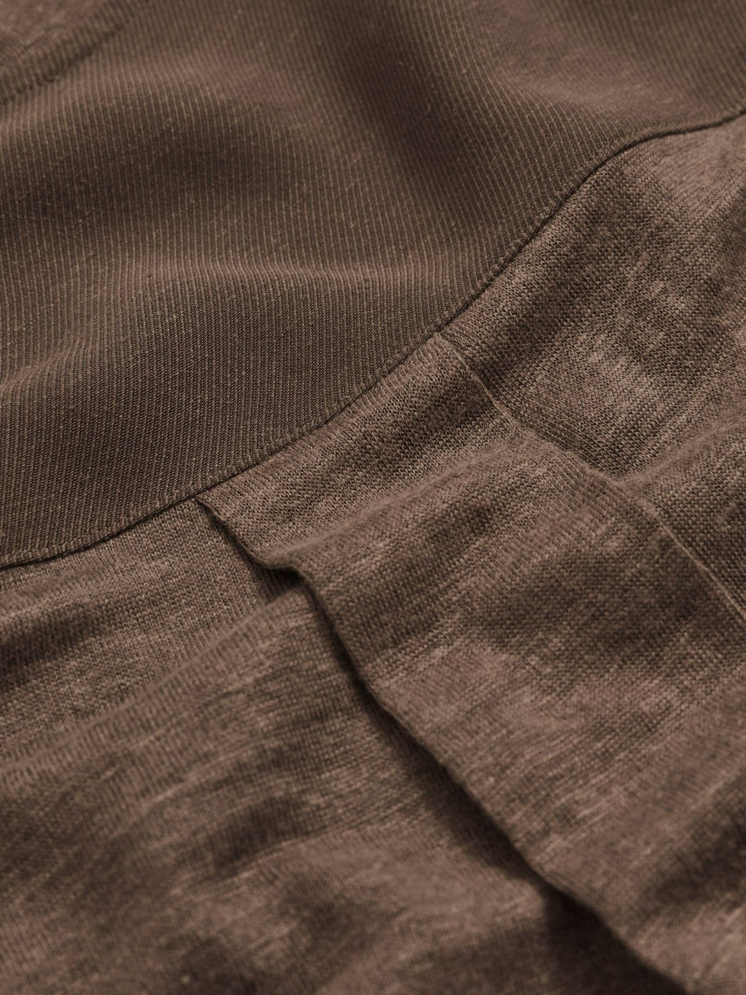 Linen V-Neck T-Shirt Brown | Womens