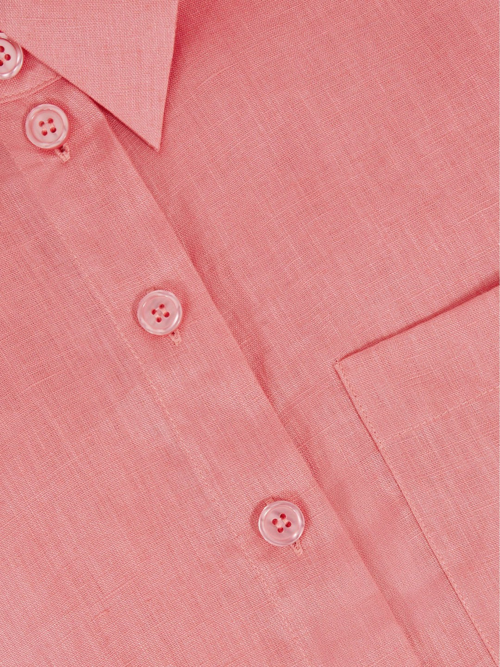 Oversize Linen Cropped Shirt Pink | Womens