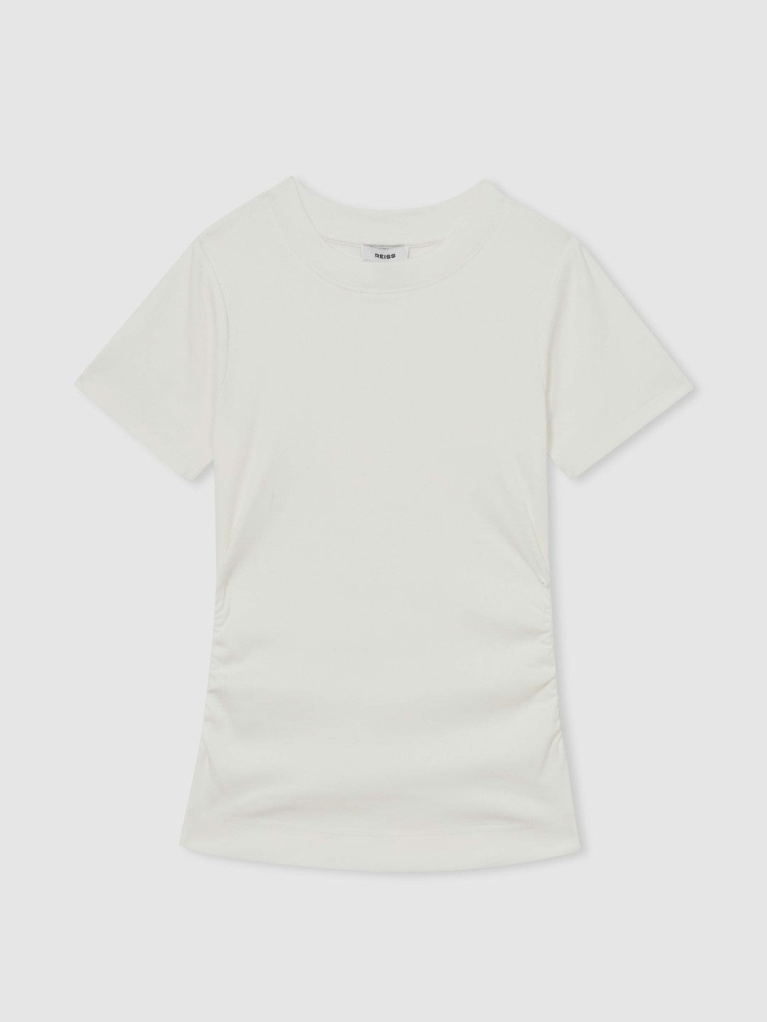 Stretch-Cotton Ruched Ribbed T-Shirt White | Womens