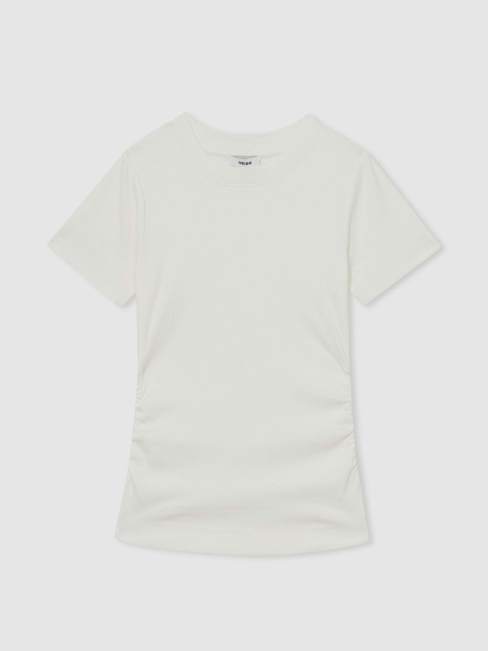 Stretch-Cotton Ruched Ribbed T-Shirt White | Womens