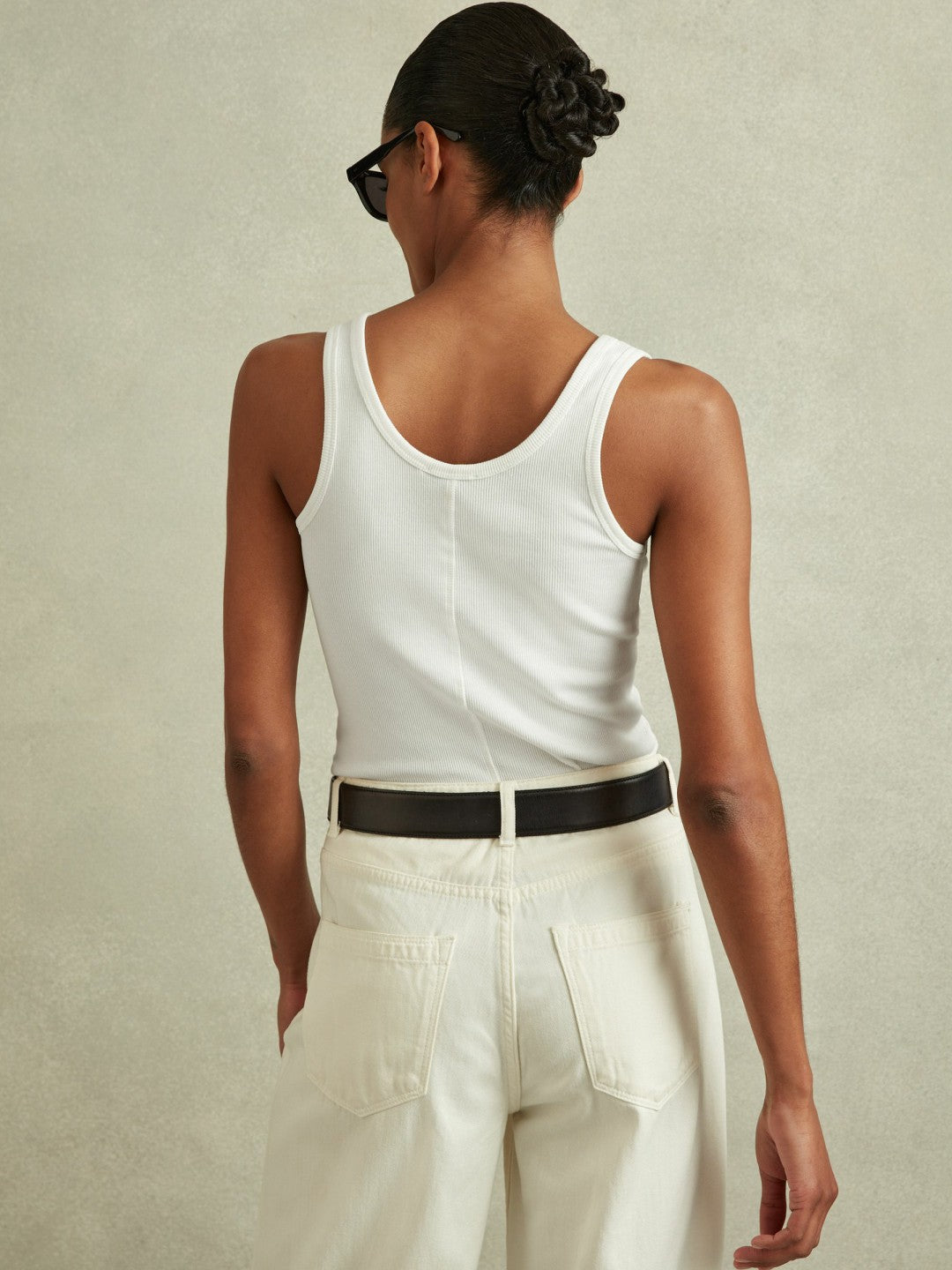 Stretch-Cotton Ribbed Vest White | Womens