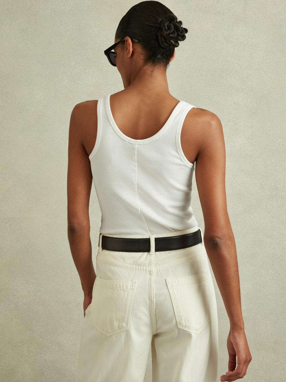 Stretch-Cotton Ribbed Vest White | Womens