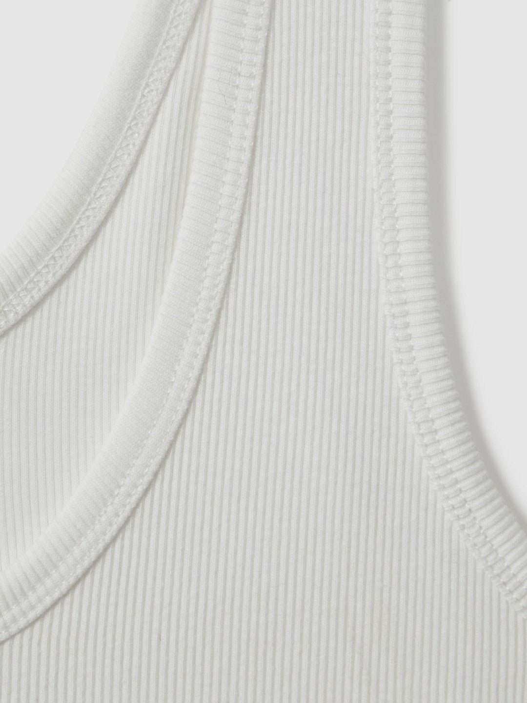 Stretch-Cotton Ribbed Vest White | Womens