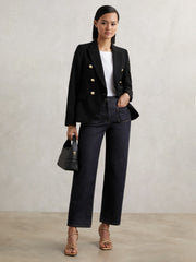 Petite Straight Leg Patch Pocket Jeans Dark Blue | Womens