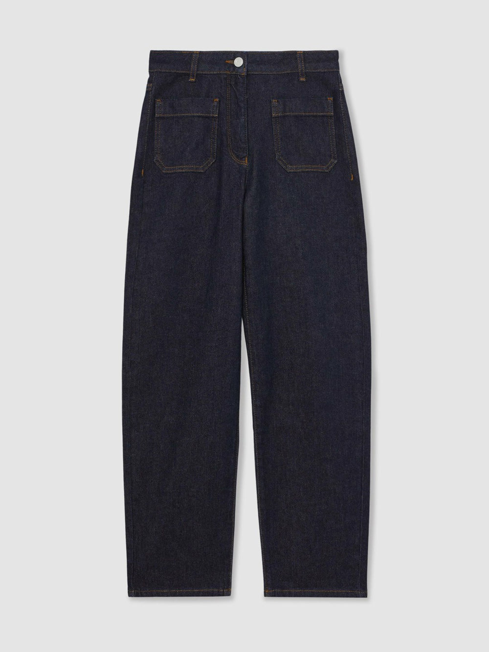 Petite Straight Leg Patch Pocket Jeans Dark Blue | Womens
