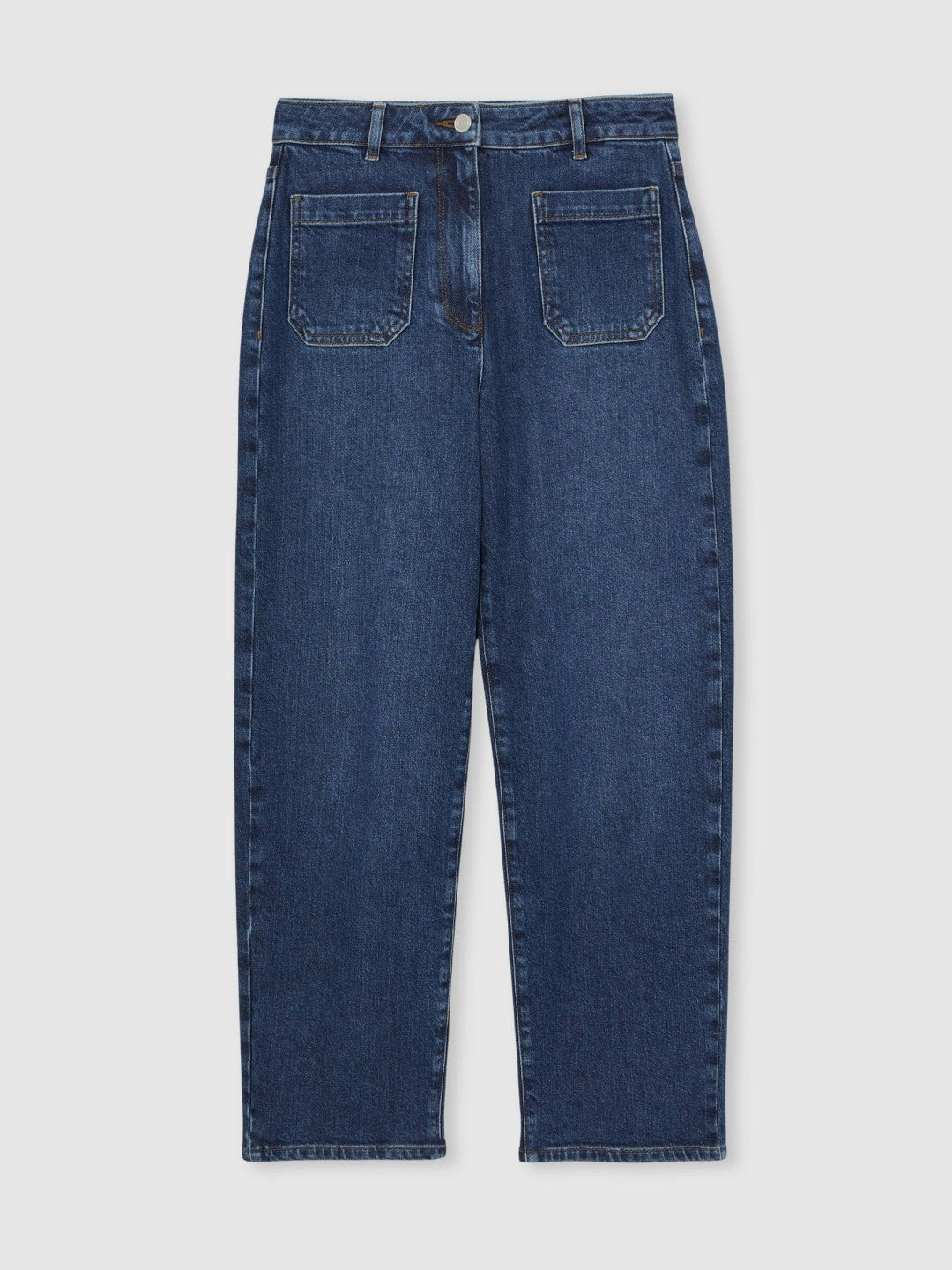 Petite Straight Leg Patch Pocket Jeans Mid Blue | Womens