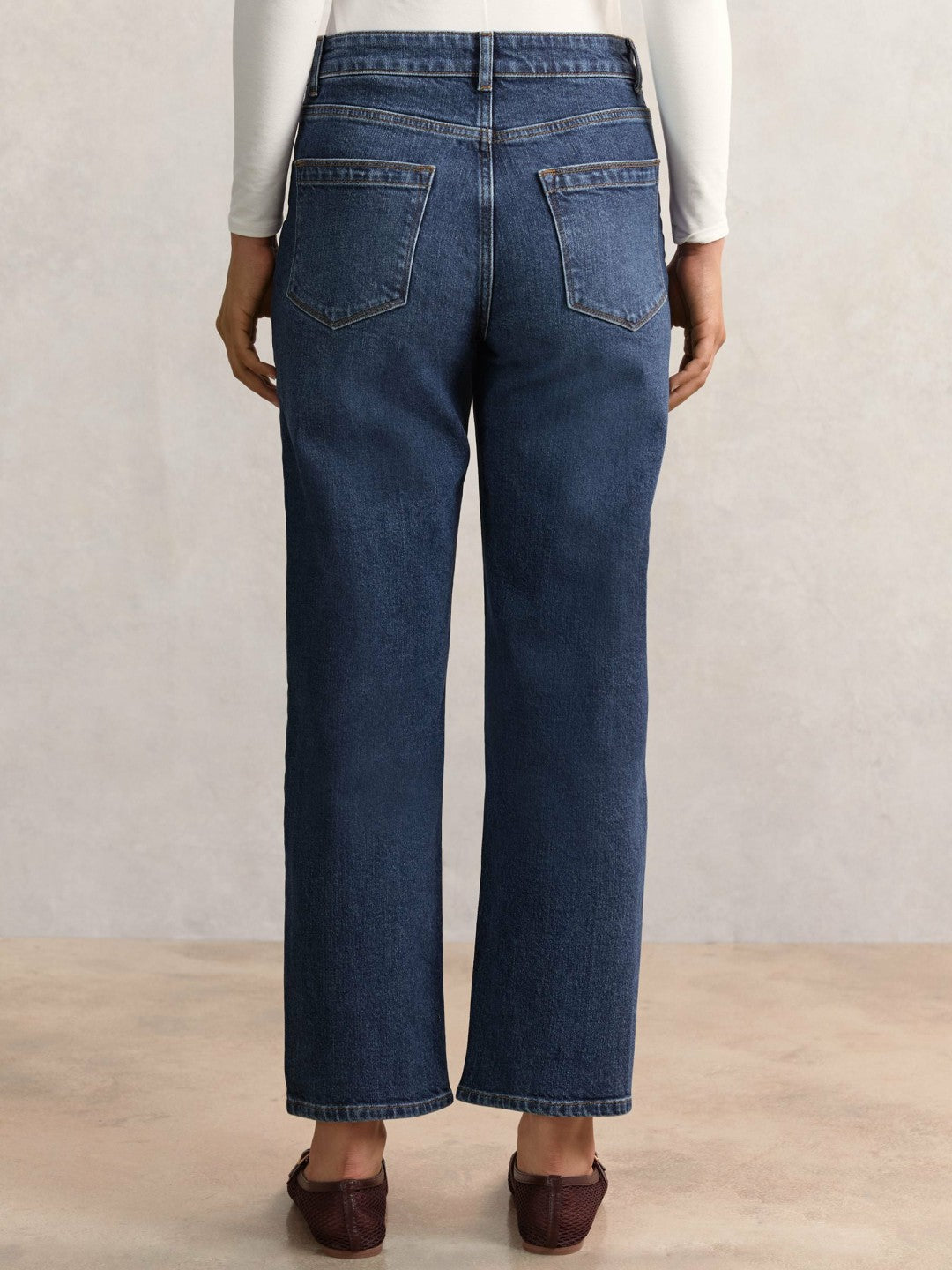Petite Straight Leg Patch Pocket Jeans Mid Blue | Womens