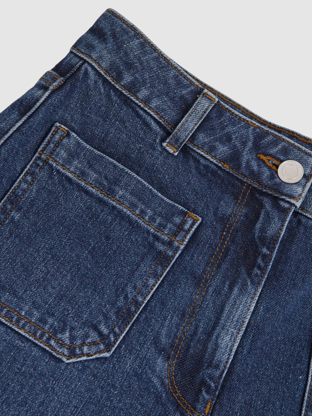 Petite Straight Leg Patch Pocket Jeans Mid Blue | Womens