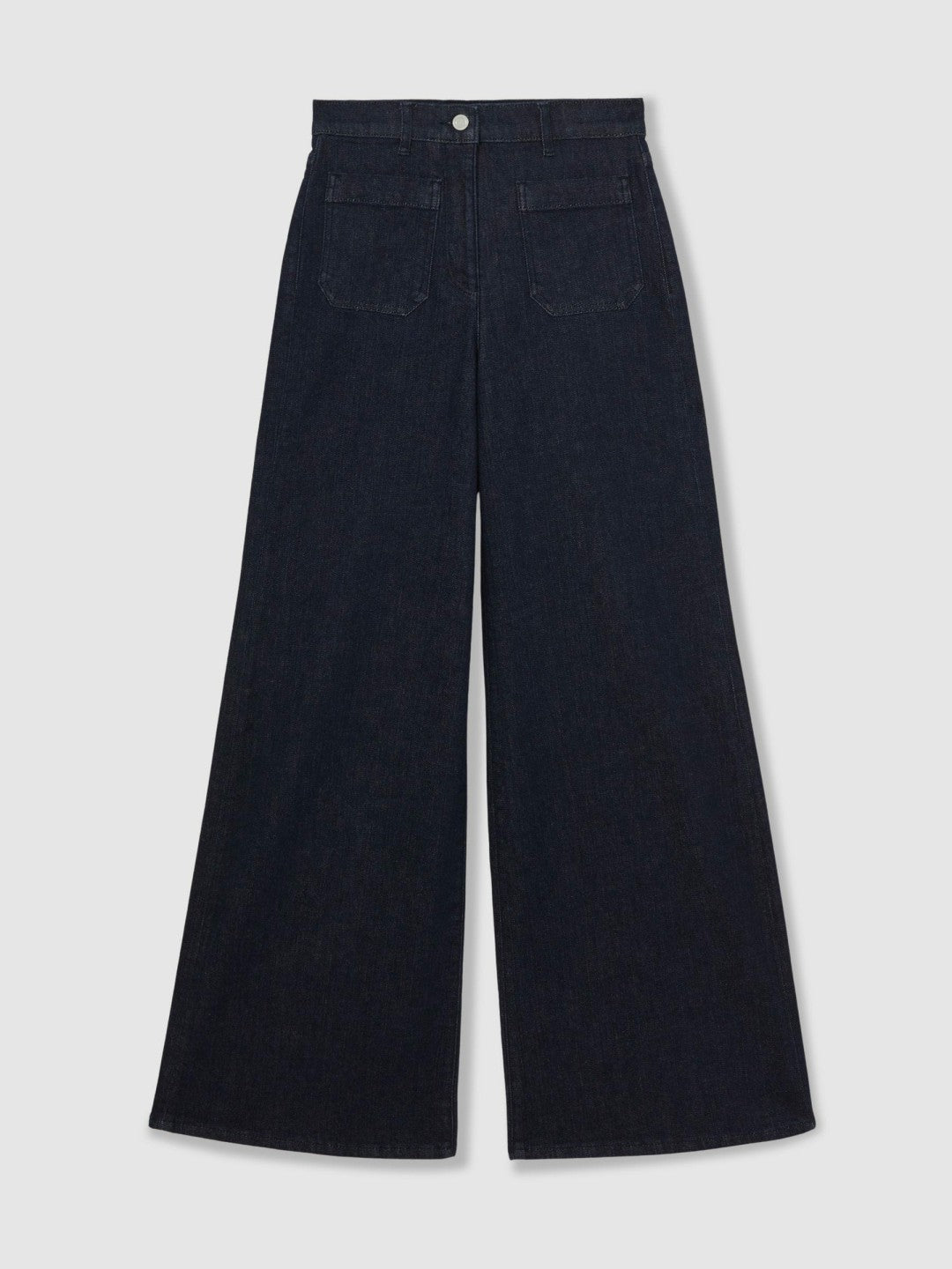 Petite Patch Pocket Wide Leg Jeans Dark Blue | Womens