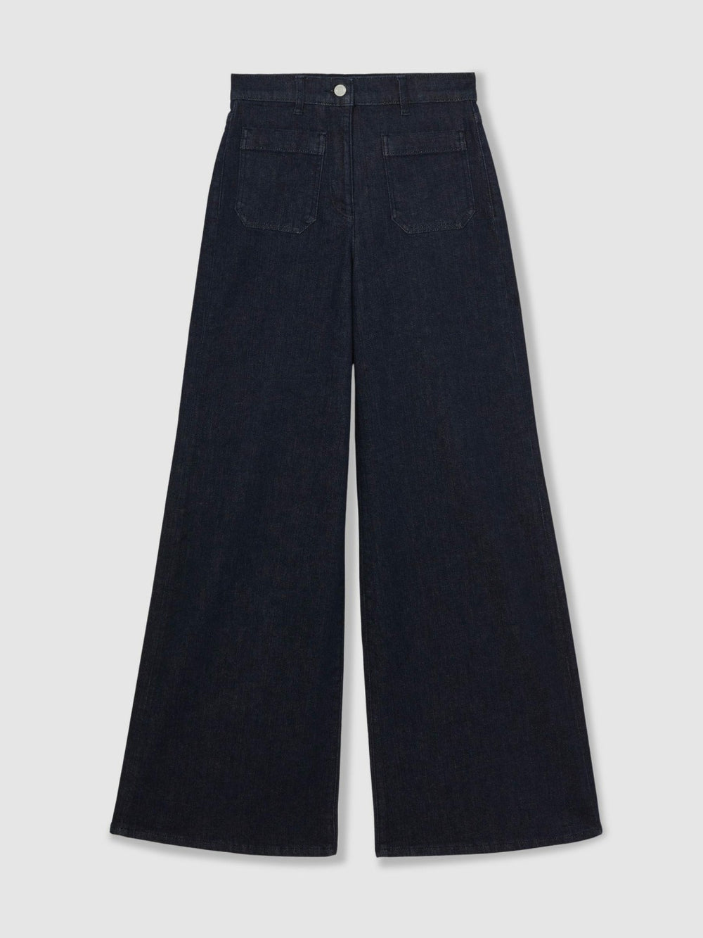 Petite Patch Pocket Wide Leg Jeans Dark Blue | Womens