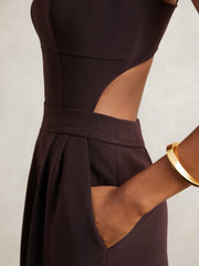 Petite Wide-Leg Cut-Out Jumpsuit Burgundy | Womens