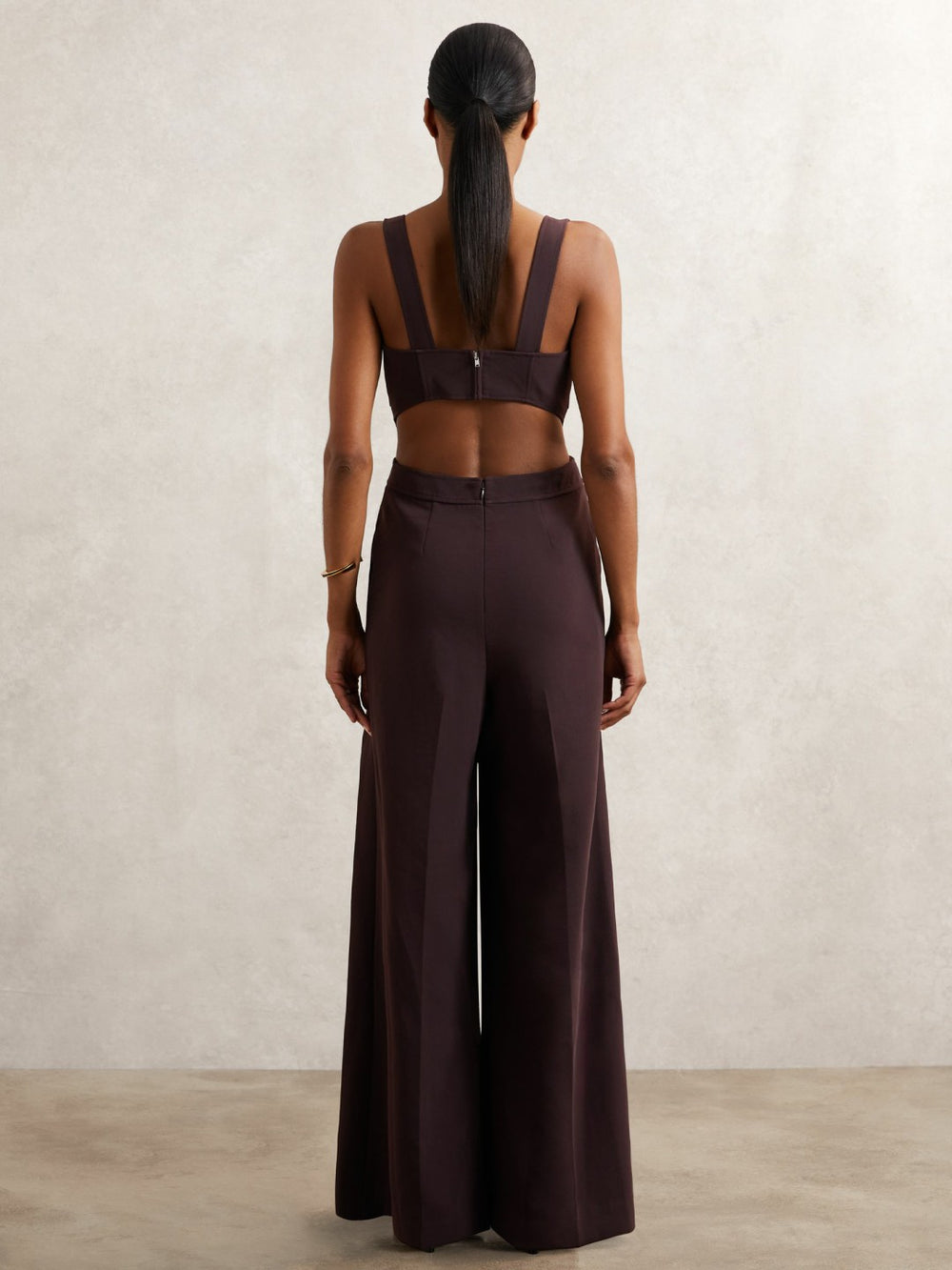 Petite Wide-Leg Cut-Out Jumpsuit Burgundy | Womens