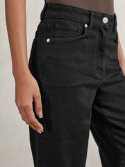 Petite Mid Rise Straight Leg Jeans Black | Womens