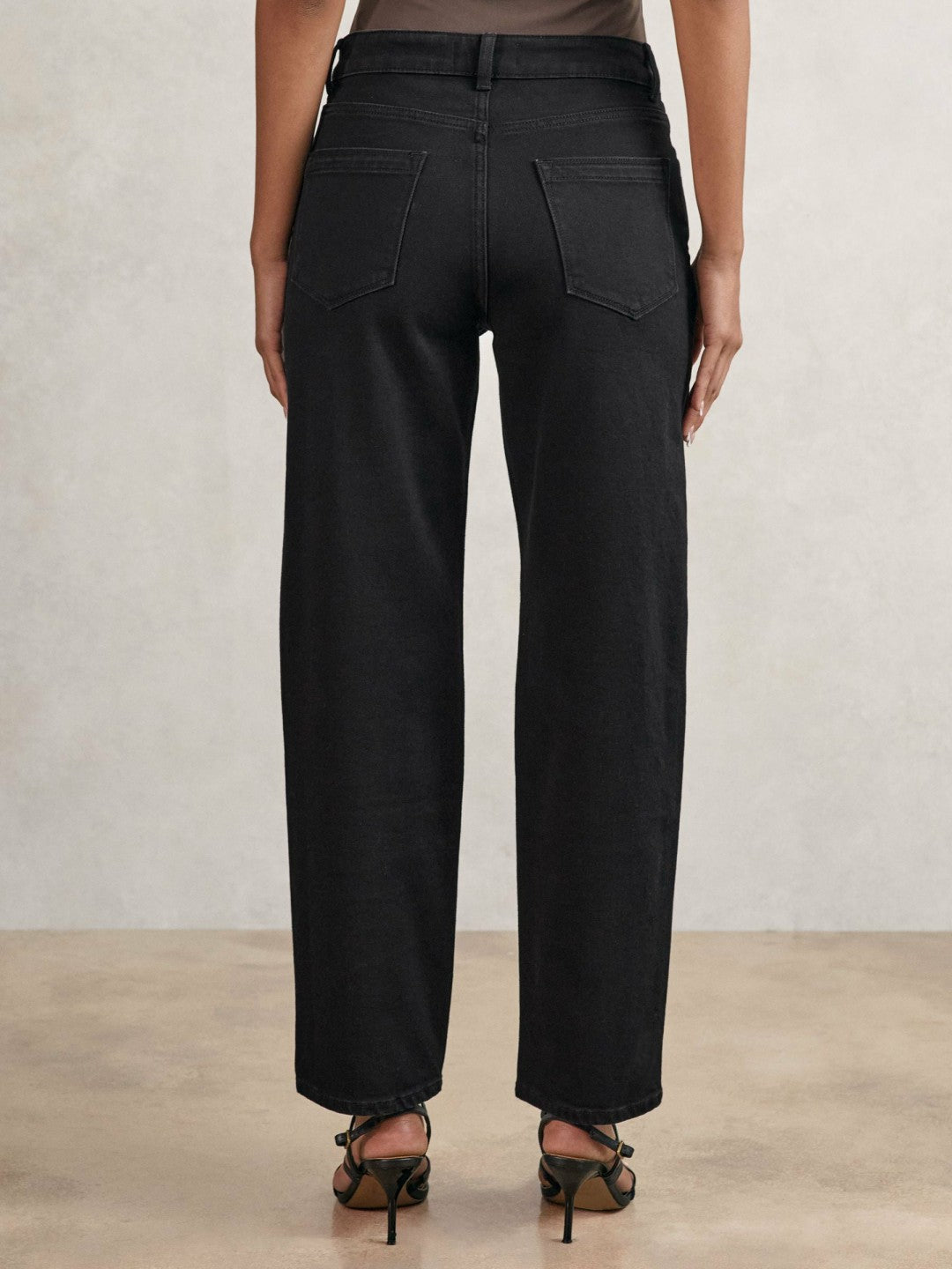 Petite Mid Rise Straight Leg Jeans Black | Womens