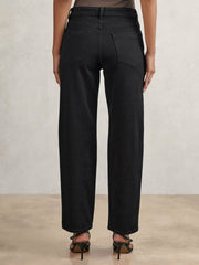 Petite Mid Rise Straight Leg Jeans Black | Womens