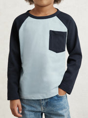 3-9 yrs Cotton Colour-Block Long-Sleeve T-Shirt Navy Blue | Children
