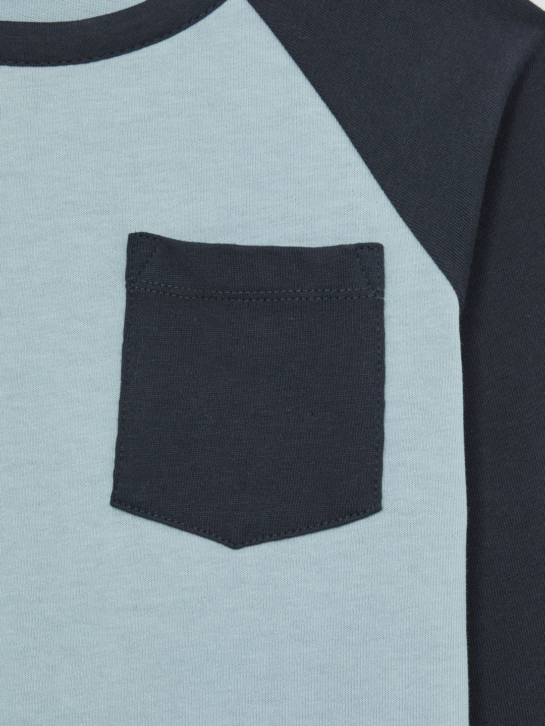9-13 yrs Cotton Colour-Block Long-Sleeve T-Shirt Navy Blue | Children
