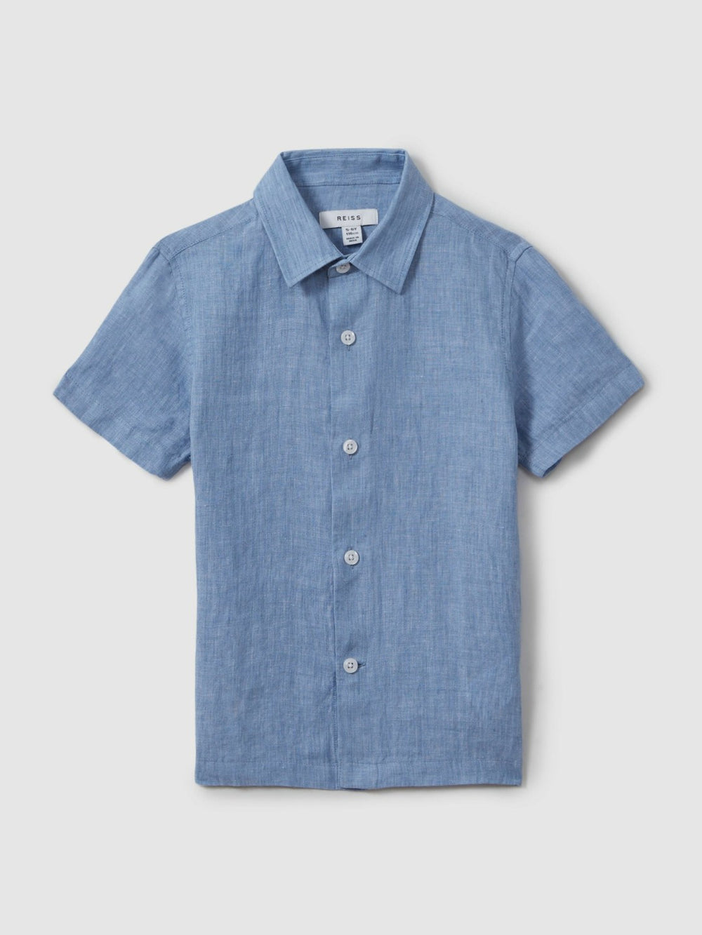 3-9 yrs Short Sleeve Linen Shirt Sky Blue | Children