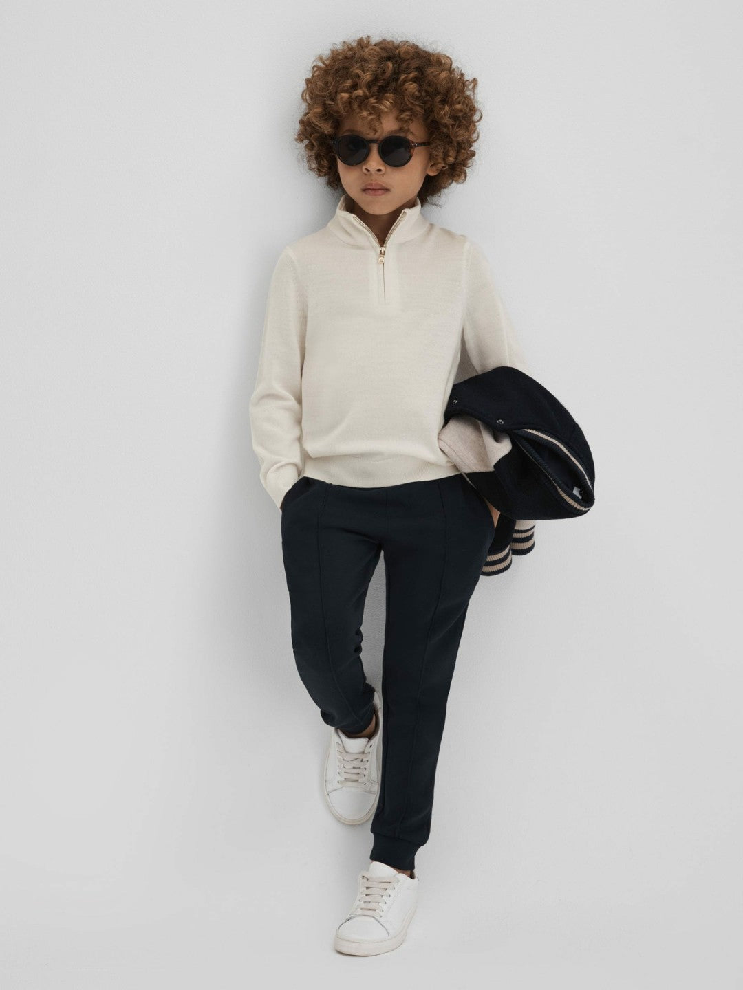 3-9 yrs Wool Half-Zip Funnel Neck Jumper Snow | Children