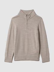 3-9 yrs Wool Half-Zip Funnel Neck Jumper Wheat Melange | Children