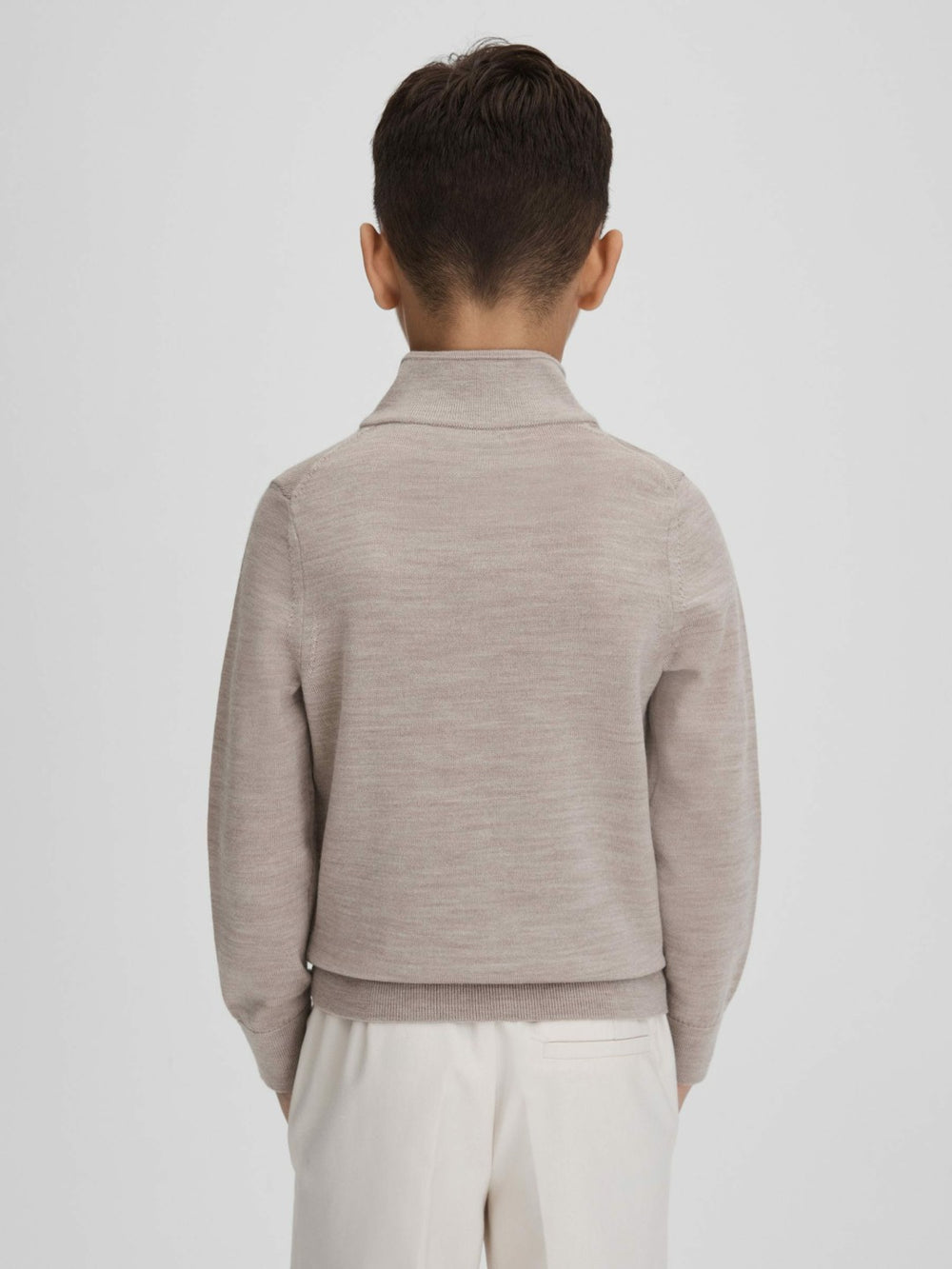 3-9 yrs Wool Half-Zip Funnel Neck Jumper Wheat Melange | Children