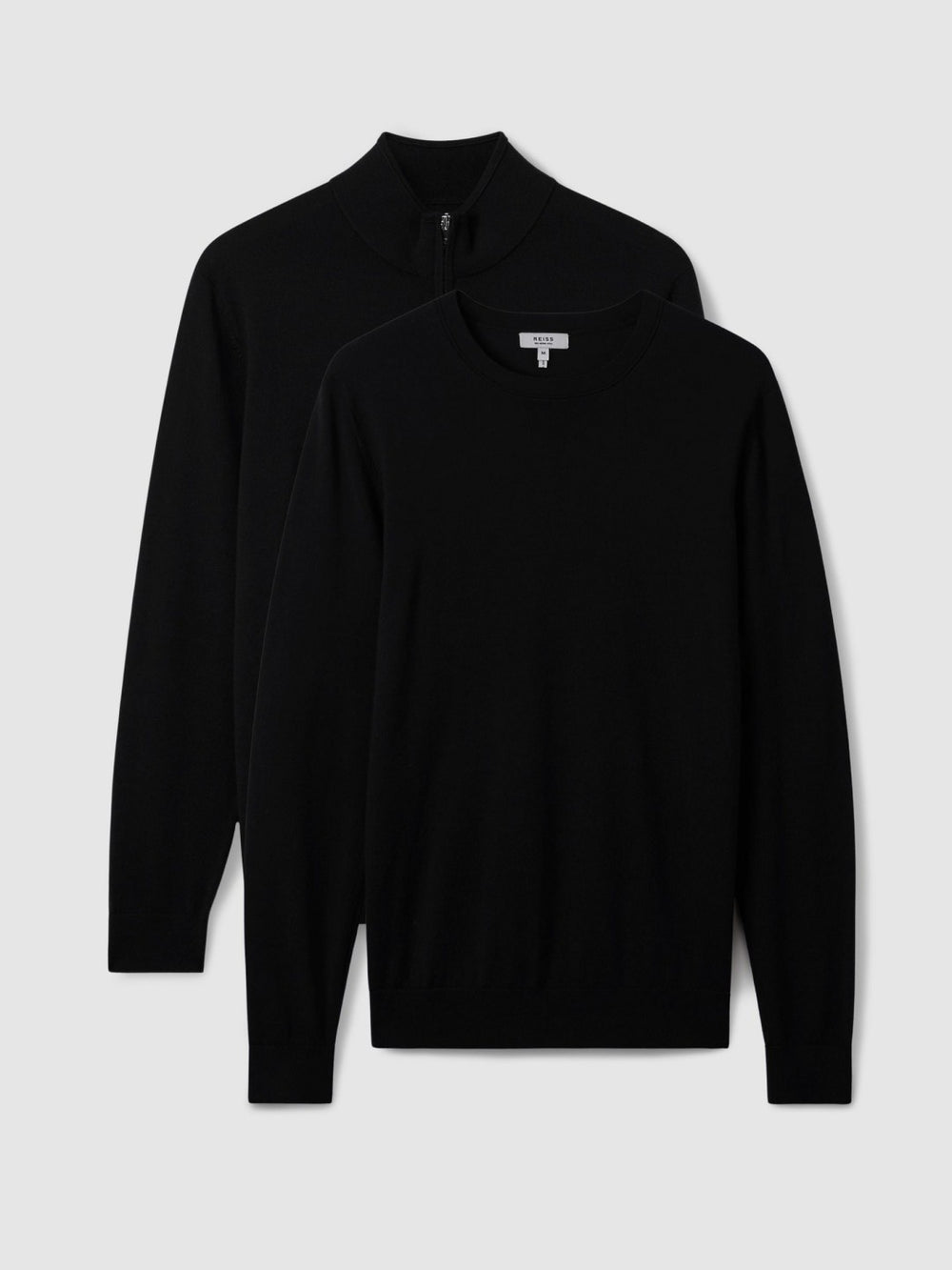 Pack of Two Merino Wool Jumpers Black | Mens