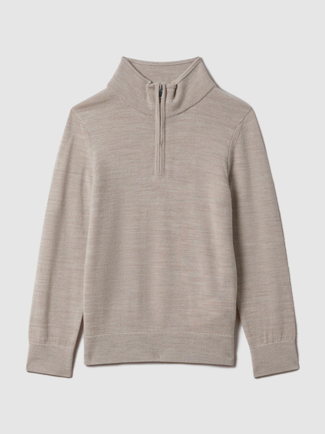 9-13 yrs Wool Half-Zip Funnel Neck Jumper Wheat Melange | Children