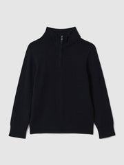 9-13 yrs Wool Half-Zip Funnel Neck Jumper Navy | Children