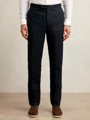 Slim Fit Linen Adjuster Trousers Navy | Mens