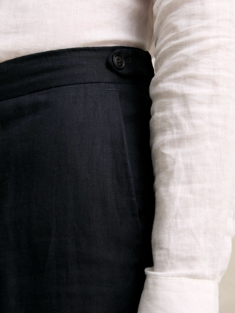 Slim Fit Linen Adjuster Trousers Navy | Mens