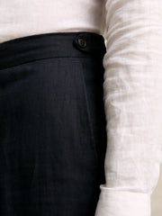Slim Fit Linen Adjuster Trousers Navy | Mens