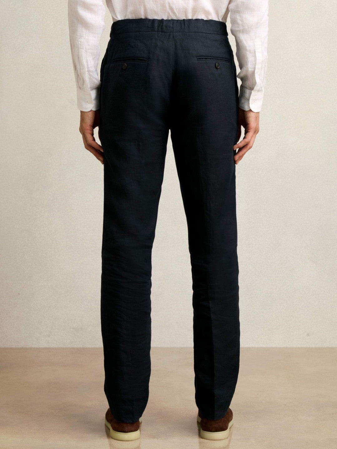 Slim Fit Linen Adjuster Trousers Navy | Mens