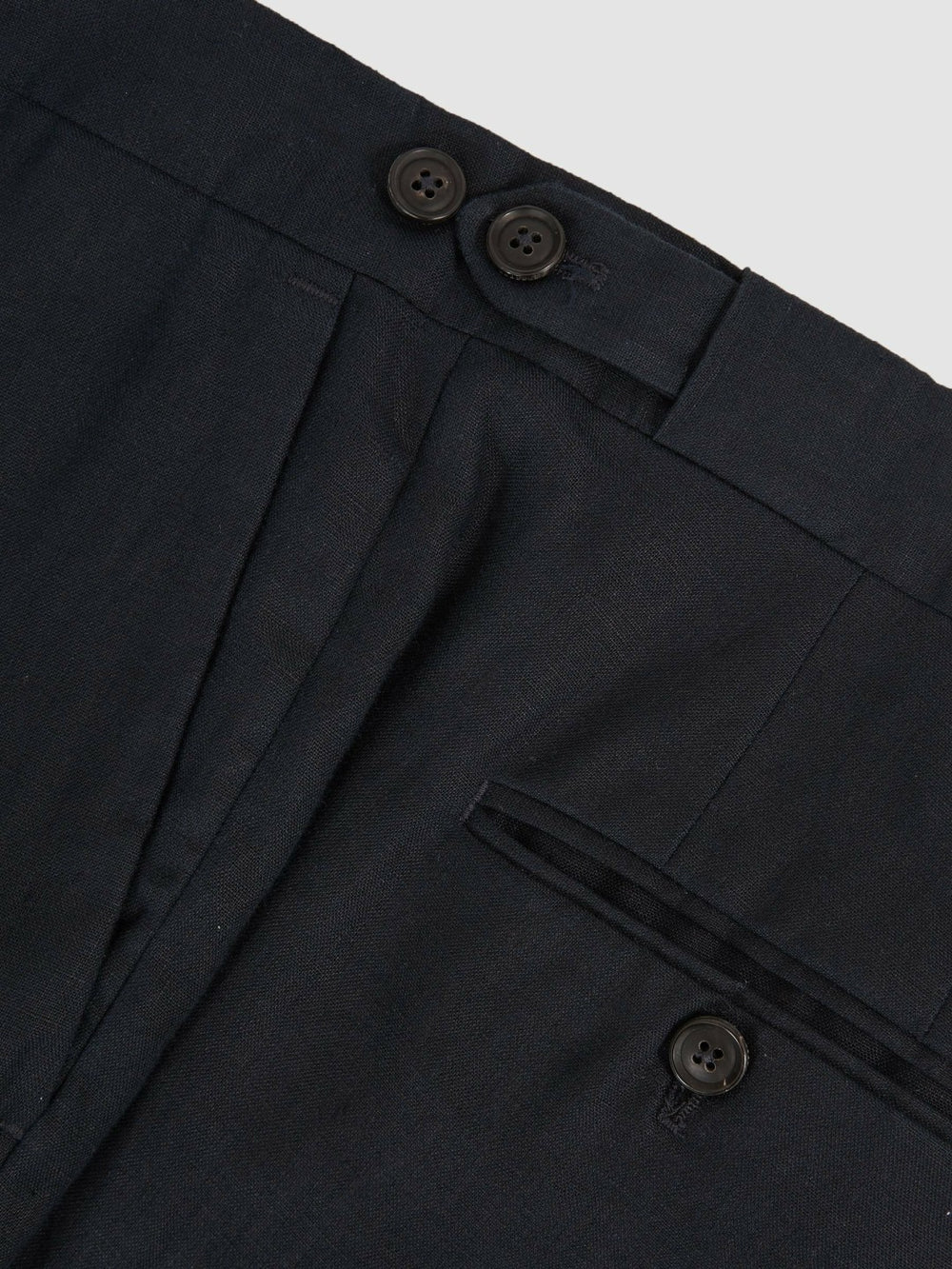 Slim Fit Linen Adjuster Trousers Navy | Mens