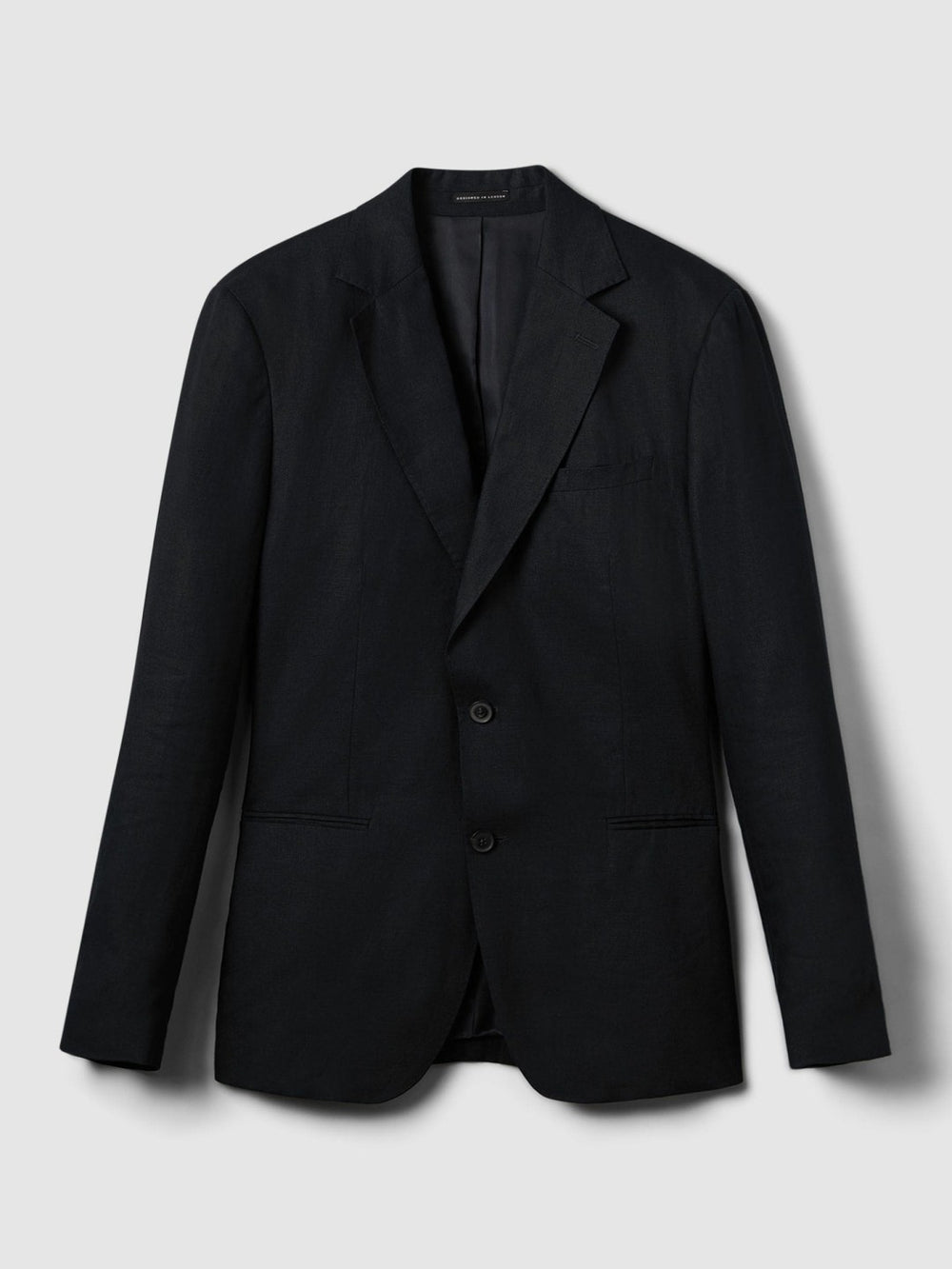 Slim-Fit Single Breasted Linen Blazer Navy | Mens