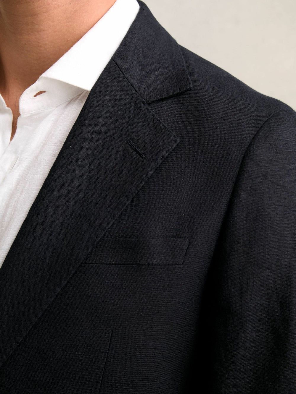 Slim-Fit Single Breasted Linen Blazer Navy | Mens