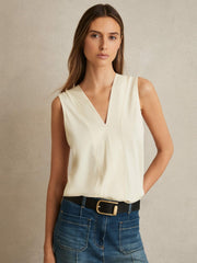V-Neck Shell Top Ivory | Womens