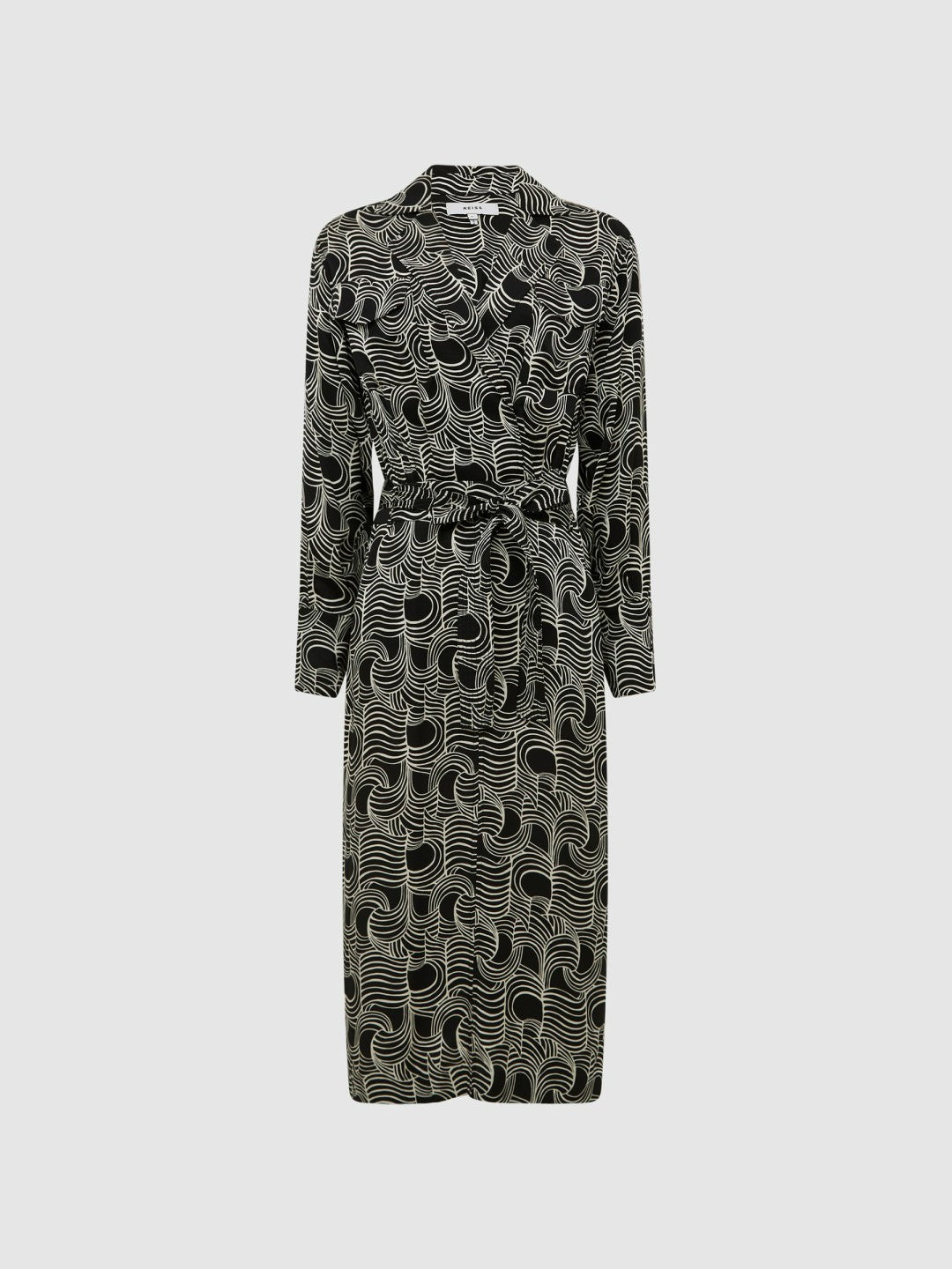 Swirl Print Midi Dress Black/Cream | Womens