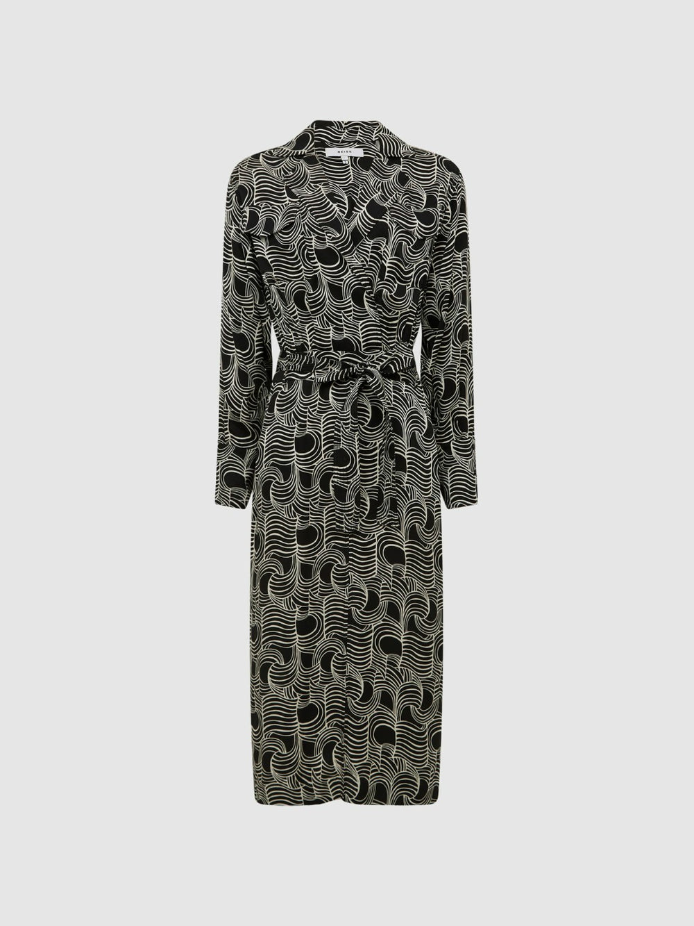 Swirl Print Midi Dress Black/Cream | Womens