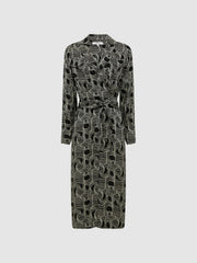 Swirl Print Midi Dress Black/Cream | Womens