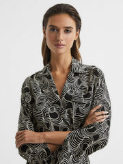 Swirl Print Midi Dress Black/Cream | Womens