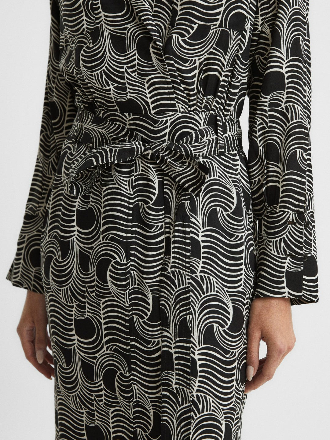 Swirl Print Midi Dress Black/Cream | Womens
