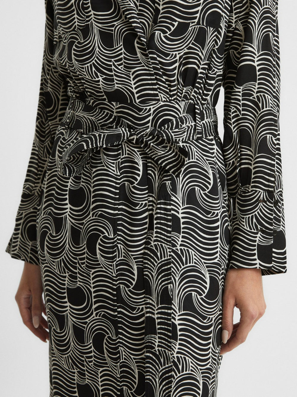 Swirl Print Midi Dress Black/Cream | Womens