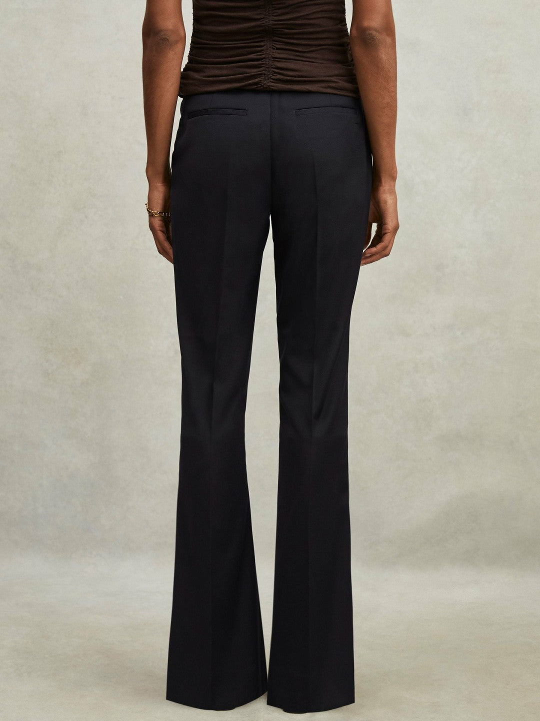 Petite Wool-Blend Tailored Flared Suit Trousers Navy | Womens