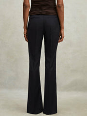 Petite Wool-Blend Tailored Flared Suit Trousers Navy | Womens